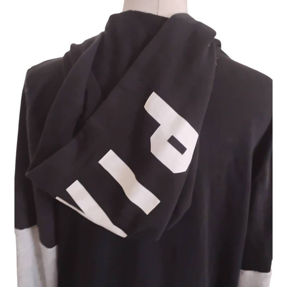 Pink Victoria's Secret Black White Zip Closure Hoodie Size Large - Picture 6 of 7